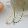 Wholesale Women's Natural Stone Beaded Stainless Steel Zircon Necklace Small Fresh Geometric Handmade Design