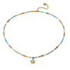 Wholesale Women's Natural Stone Necklace With Geometric Flower Pendant In Stainless Steel 18K Gold Plated Handmade Beaded Chain