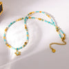 Wholesale Women's Natural Stone Necklace With Geometric Flower Pendant In Stainless Steel 18K Gold Plated Handmade Beaded Chain