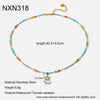 Wholesale Women's Natural Stone Necklace With Geometric Flower Pendant In Stainless Steel 18K Gold Plated Handmade Beaded Chain
