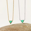 Wholesale Women's Natural Stone Opal Geometric Triangle Pendant Necklace With Cross Leather Corner Chain And Stainless Steel Electroplated Jewelry