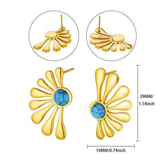Wholesale Women's Natural Stone Stainless Steel Light Luxury Style Heart Shaped Electroplated Earrings
