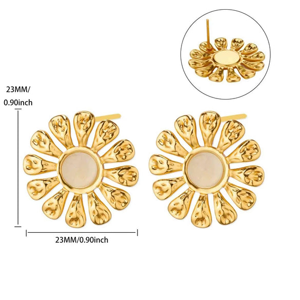 Wholesale Women's Natural Stone Stainless Steel Light Luxury Style Heart Shaped Electroplated Earrings