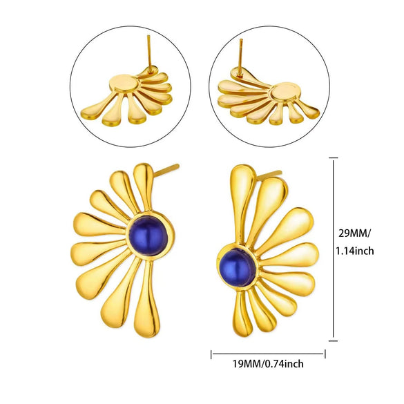 Wholesale Women's Natural Stone Stainless Steel Light Luxury Style Heart Shaped Electroplated Earrings