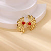 Wholesale Women's Natural Stone Stainless Steel Light Luxury Style Heart Shaped Electroplated Earrings
