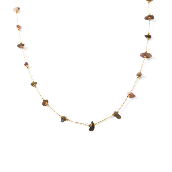 Wholesale Women's Natural Stone Stainless Steel Real Gold Plated Necklaces