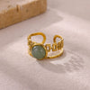 Wholesale Women's Natural Stone Stainless Steel Titanium Steel Hollow Geometric Light Luxury Style Inlaid With Gold Ring