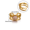 Wholesale Women's Natural Stone Stainless Steel Titanium Steel Hollow Geometric Light Luxury Style Inlaid With Gold Ring