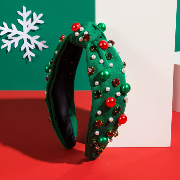 Wholesale Women's Natural Style Christmas Hair Band Plastic Resin Inlaid With Pearls Flower Accessories
