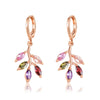 Wholesale Women's Natural Style Copper Jewelry Set With Plant Flowers Pattern Zircon Pendant Necklace And Earrings And Diamond Design Ochain