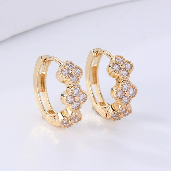 Wholesale Women's Natural Style Diamondencrusted Goldplated Environmental Protection Copper Earrings