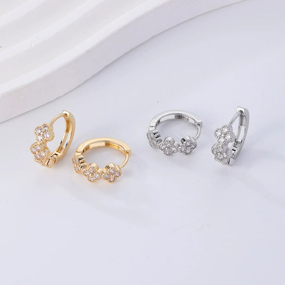 Wholesale Women's Natural Style Diamondencrusted Goldplated Environmental Protection Copper Earrings