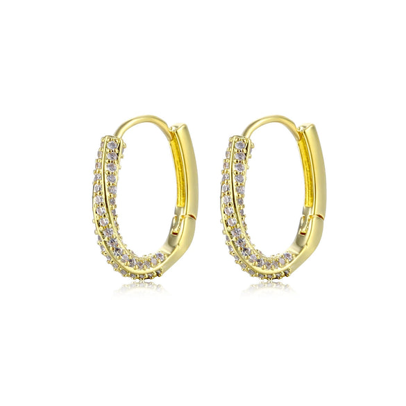 Wholesale Women's Natural Style Earrings O Shaped Environmental Protection Copper With Letters Numbers Text Pattern And Zircon Design