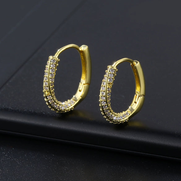 Wholesale Women's Natural Style Earrings O Shaped Environmental Protection Copper With Letters Numbers Text Pattern And Zircon Design