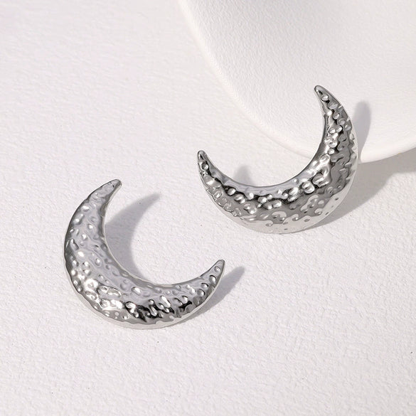 Wholesale Women's Natural Style Moon Earrings Stainless Steel Electroplated