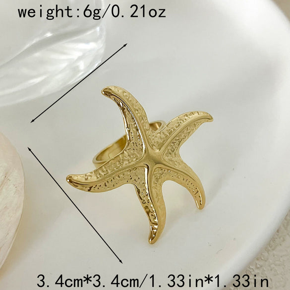 Wholesale Women's Natural Style Stainless Steel Jewelry With Starfish Embossed Design And Electroplating Process