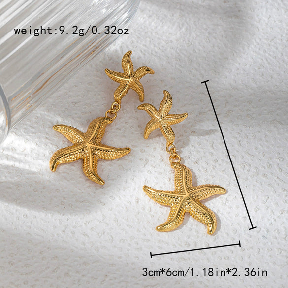 Wholesale Women's Natural Style Stainless Steel Jewelry With Starfish Embossed Design And Electroplating Process