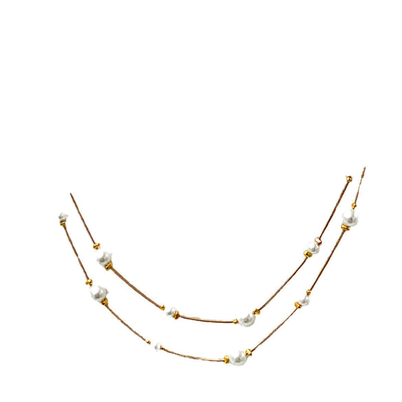 Wholesale Women's Natural Style Stainless Steel Pearl Chain Necklace With Electroplating