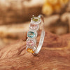 Wholesale Women's Natural Tourmaline Ring S925 Sterling Silver Geometric Style Set With Gemstones