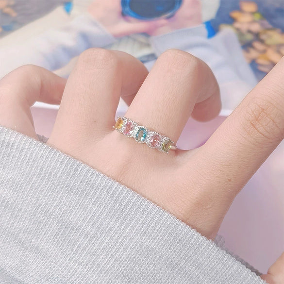 Wholesale Women's Natural Tourmaline Ring S925 Sterling Silver Geometric Style Set With Gemstones