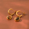 Wholesale Women's Natural Vintage Tiger Eye Stainless Steel Geometric Electroplated Hammered Earrings