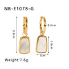Wholesale Women's Natural White Shell Geometric Heart Shaped Pendant Earrings In Ins Style Made Of Stainless Steel With 18K Vacuum Plating In Furnace