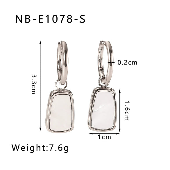 Wholesale Women's Natural White Shell Geometric Heart Shaped Pendant Earrings In Ins Style Made Of Stainless Steel With 18K Vacuum Plating In Furnace