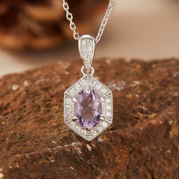 Wholesale Women's Natural Yellow Crystal Amethyst Necklace Set With S925 Sterling Silver Geometric Style