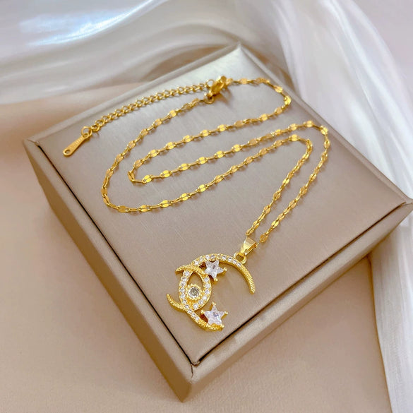 Wholesale Women's Necklace Stainless Steel Copper Electroplated Geometric Pendant
