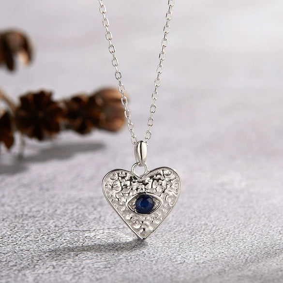 Wholesale Women's Necklace 925 Sterling Silver Heartshaped With Natural Sapphire Moonstone Garnet Pearl Geometric Design