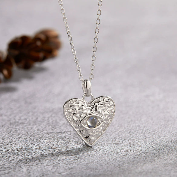 Wholesale Women's Necklace 925 Sterling Silver Heartshaped With Natural Sapphire Moonstone Garnet Pearl Geometric Design