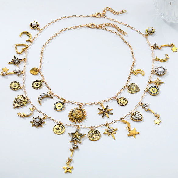 Wholesale Women's Necklace Zinc Alloy Geometric Star Heart Shape Electroplating Fashion Minimalist Style