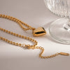 Wholesale Women's New Retro Classic Love Stainless Steel Peach Heart Pendant Necklace With Electroplating