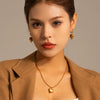 Wholesale Women's New Retro Classic Love Stainless Steel Peach Heart Pendant Necklace With Electroplating