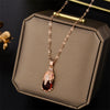 Wholesale Women's New Year Red Lucky Pixiu Titanium Steel Necklace With 18K Gold Plated Electroplating And Geometric Design
