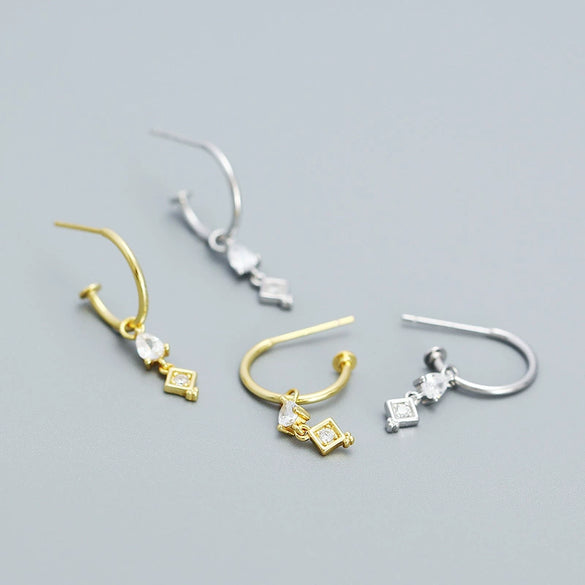 Wholesale Women's Niche Creative Earrings S925 Silver Geometric Tassel Design With Electroplating
