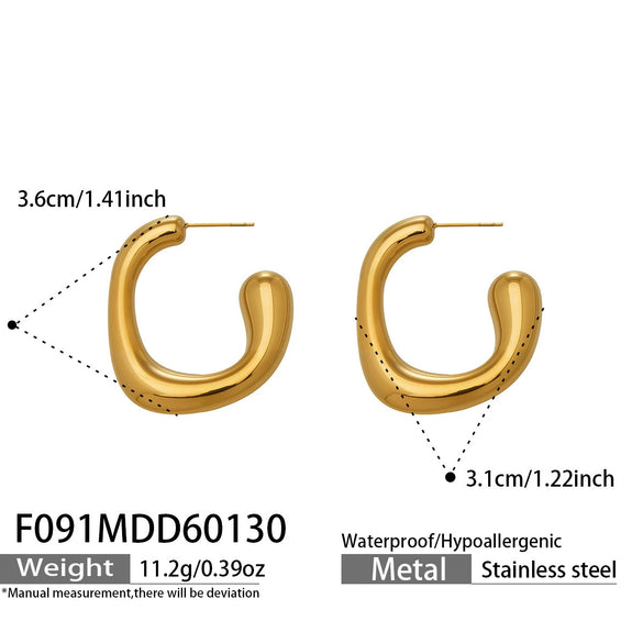 Wholesale Women's Niche Design Geometric Cshaped Stainless Steel Goldplated Stud Earrings