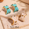 Wholesale Women's Niche Design Geometric Ferris Wheel Oil Dripping Cshaped Electroplated Stainless Steel And Enamel Glaze Earrings