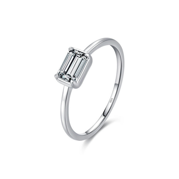 Wholesale Women's Niche Design S925 Sterling Silver Square Zircon Inlay Heartshaped Ring