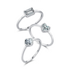 Wholesale Women's Niche Design S925 Sterling Silver Square Zircon Inlay Heartshaped Ring