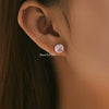 Wholesale Women's Niche Design 925 Silver Earrings Set With Diamonds And Pink Rose Flower Pattern