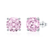 Wholesale Women's Niche Design 925 Silver Earrings Set With Diamonds And Pink Rose Flower Pattern