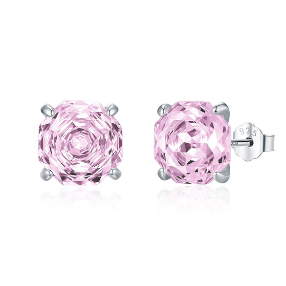 Wholesale Women's Niche Design 925 Silver Earrings Set With Diamonds And Pink Rose Flower Pattern