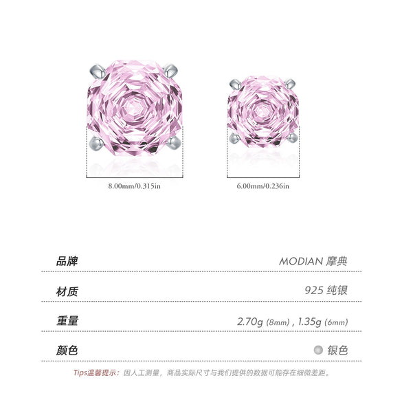 Wholesale Women's Niche Design 925 Silver Earrings Set With Diamonds And Pink Rose Flower Pattern