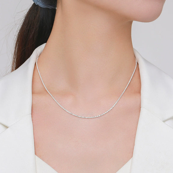 Wholesale Women's Niche Design 925 Sterling Silver Baby's Breath Star Water Wave Chain Necklace With Electroplating