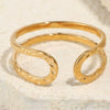 Wholesale Women's Niche Geometric Hammered Texture 18K Gold Electroplated Stainless Steel Open Ring