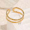 Wholesale Women's Niche Geometric Hammered Texture 18K Gold Electroplated Stainless Steel Open Ring