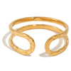 Wholesale Women's Niche Geometric Hammered Texture 18K Gold Electroplated Stainless Steel Open Ring