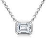Wholesale Women's Niche Geometric Moissanite Emerald Pendant Necklace 925 Sterling Silver Electroplated Pearl Chain