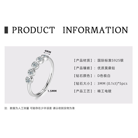 Wholesale Women's Niche Geometric Moissanite Ring S925 Sterling Silver Electroplated